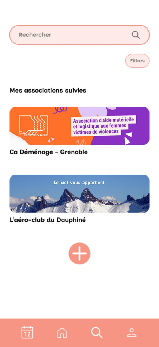 Écran des associations suivies dans NodAsso